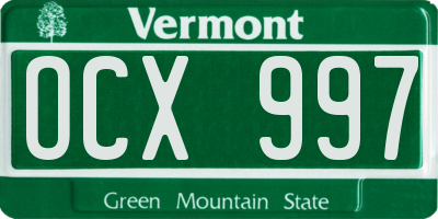 VT license plate OCX997