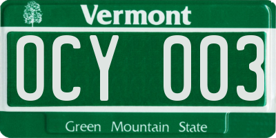 VT license plate OCY003