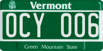 VT license plate OCY006