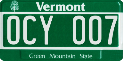VT license plate OCY007