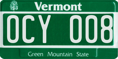 VT license plate OCY008