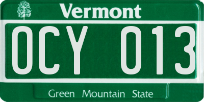 VT license plate OCY013