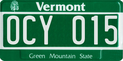 VT license plate OCY015