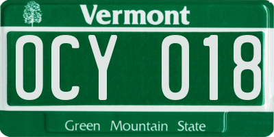 VT license plate OCY018