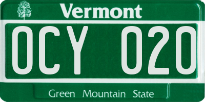 VT license plate OCY020