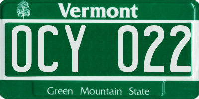 VT license plate OCY022