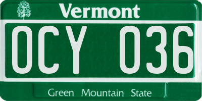 VT license plate OCY036