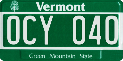 VT license plate OCY040