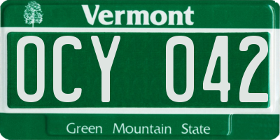 VT license plate OCY042