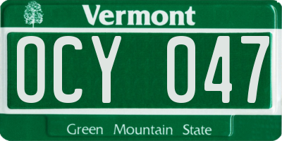 VT license plate OCY047