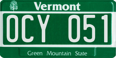 VT license plate OCY051