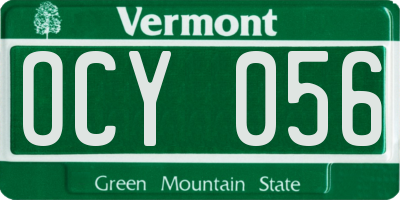 VT license plate OCY056
