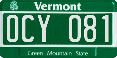VT license plate OCY081