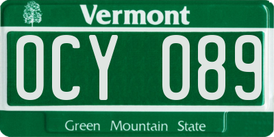 VT license plate OCY089
