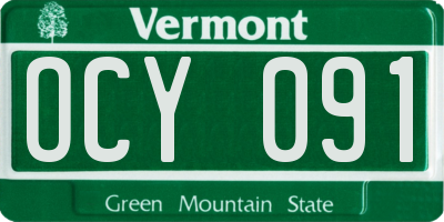 VT license plate OCY091
