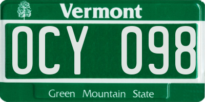 VT license plate OCY098