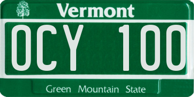 VT license plate OCY100