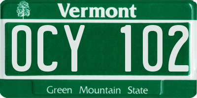 VT license plate OCY102