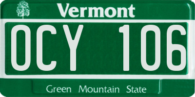VT license plate OCY106