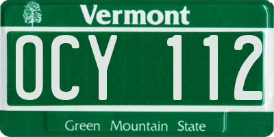 VT license plate OCY112