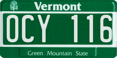 VT license plate OCY116