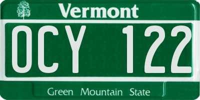 VT license plate OCY122