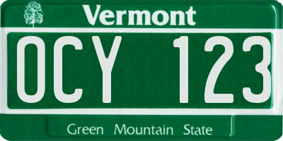 VT license plate OCY123
