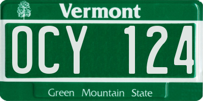 VT license plate OCY124