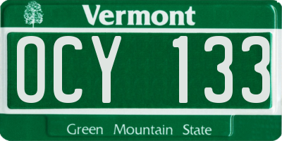 VT license plate OCY133