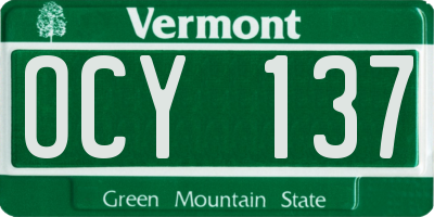 VT license plate OCY137