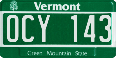 VT license plate OCY143