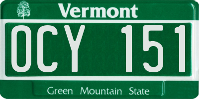 VT license plate OCY151