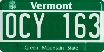 VT license plate OCY163