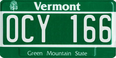 VT license plate OCY166