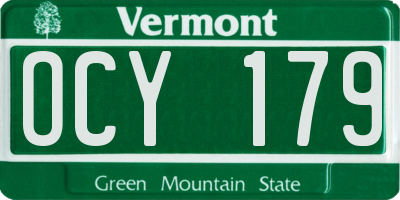 VT license plate OCY179