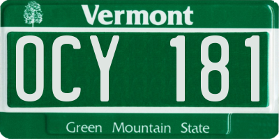 VT license plate OCY181