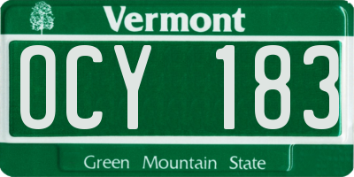 VT license plate OCY183