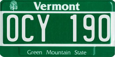 VT license plate OCY190
