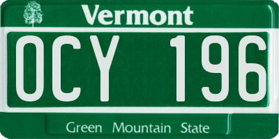 VT license plate OCY196