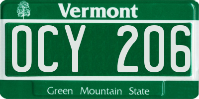 VT license plate OCY206
