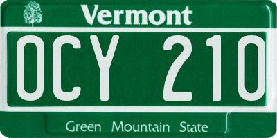 VT license plate OCY210