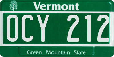 VT license plate OCY212