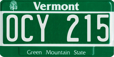 VT license plate OCY215
