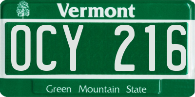VT license plate OCY216