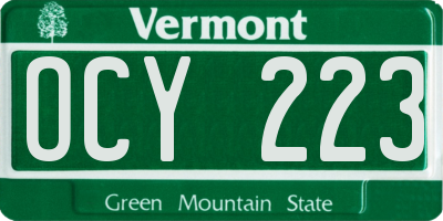 VT license plate OCY223