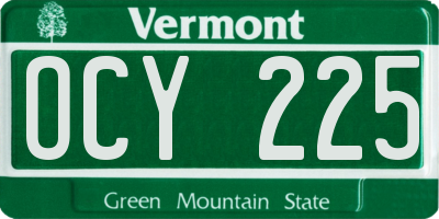 VT license plate OCY225