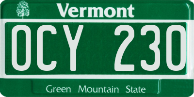 VT license plate OCY230