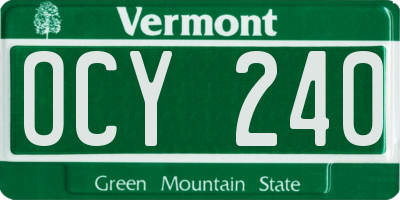 VT license plate OCY240