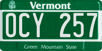 VT license plate OCY257