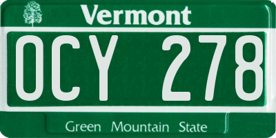 VT license plate OCY278
